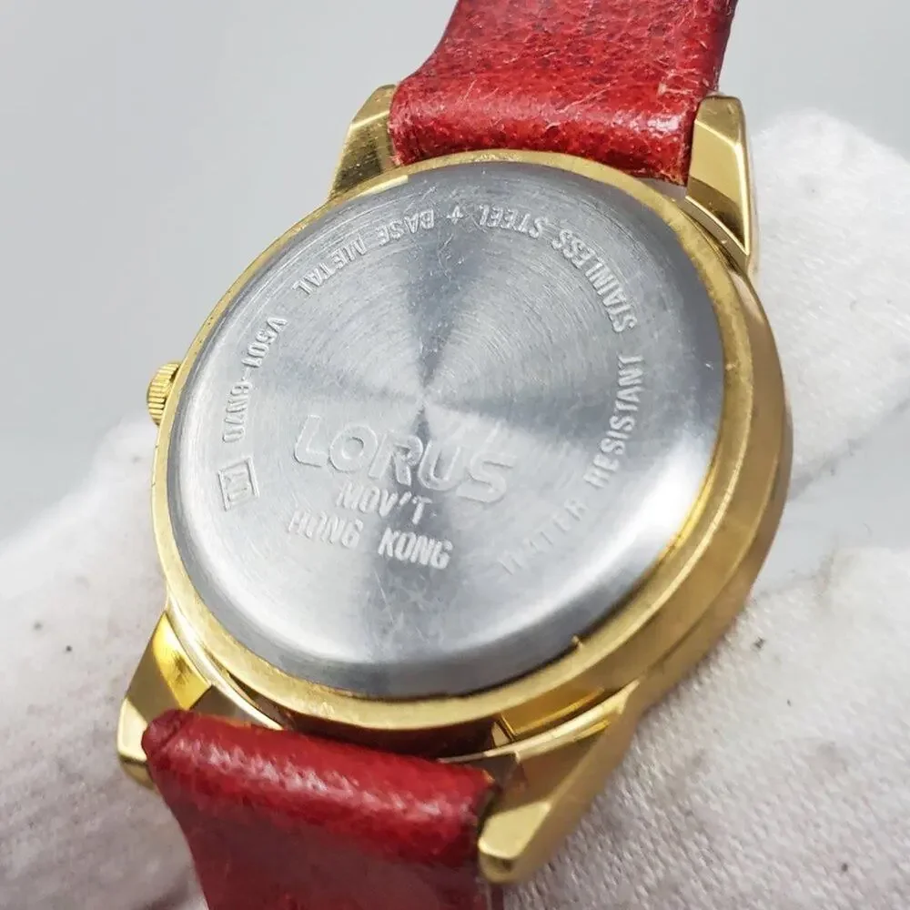 Disney X Lorus Minnie Mouse Gold Quartz Watch Vintage Rare H2F